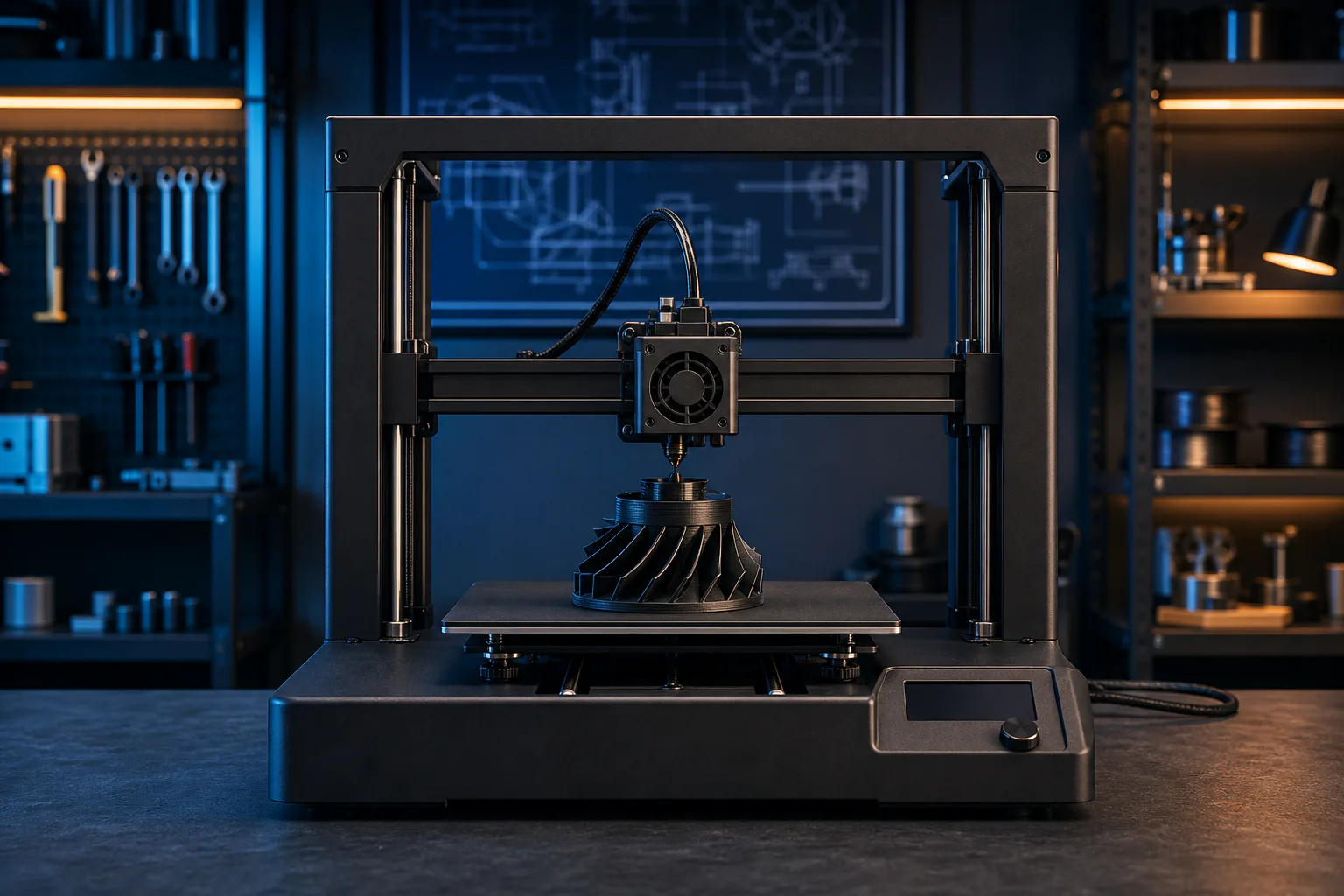 Desktop 3D printer producing a functional turbine component